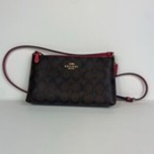 Coach Zip Top Gold/Brown Strawberry Signature Coated Canvas Crossbody
